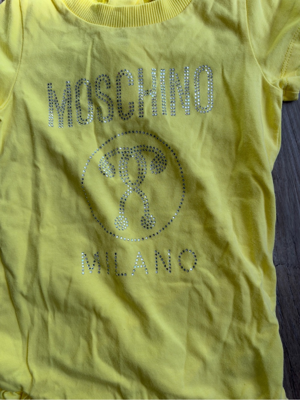 Moschino Yellow Rhinestone Logo Ruffle-Hem Dress - Picture 4 of 5